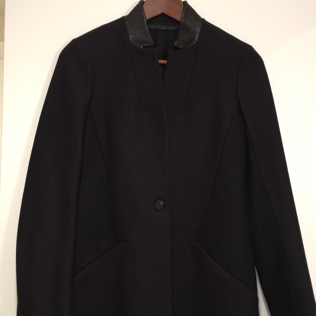Nwt Allsaints Tula Coat Navy W/ Leather